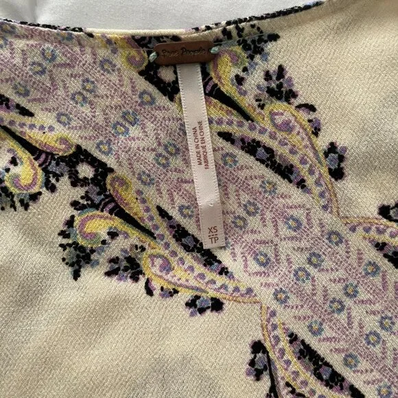 Free People Women's Girl Talk Tunic Top Dress Long Sleeve Ivory Pockets Boho XS - Picture 7 of 10